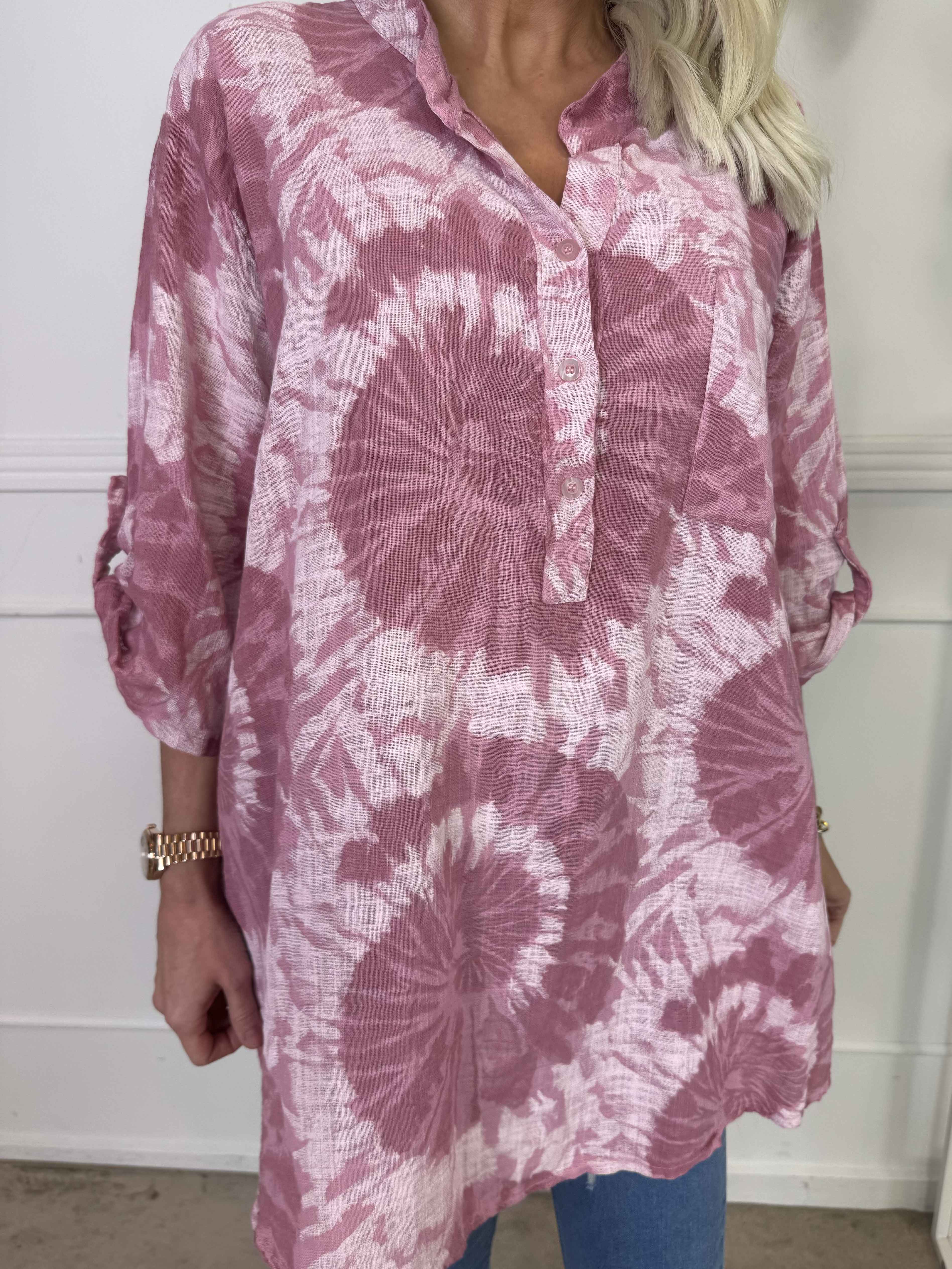 Akella - Mønstret skjorte i let bomuldsstof